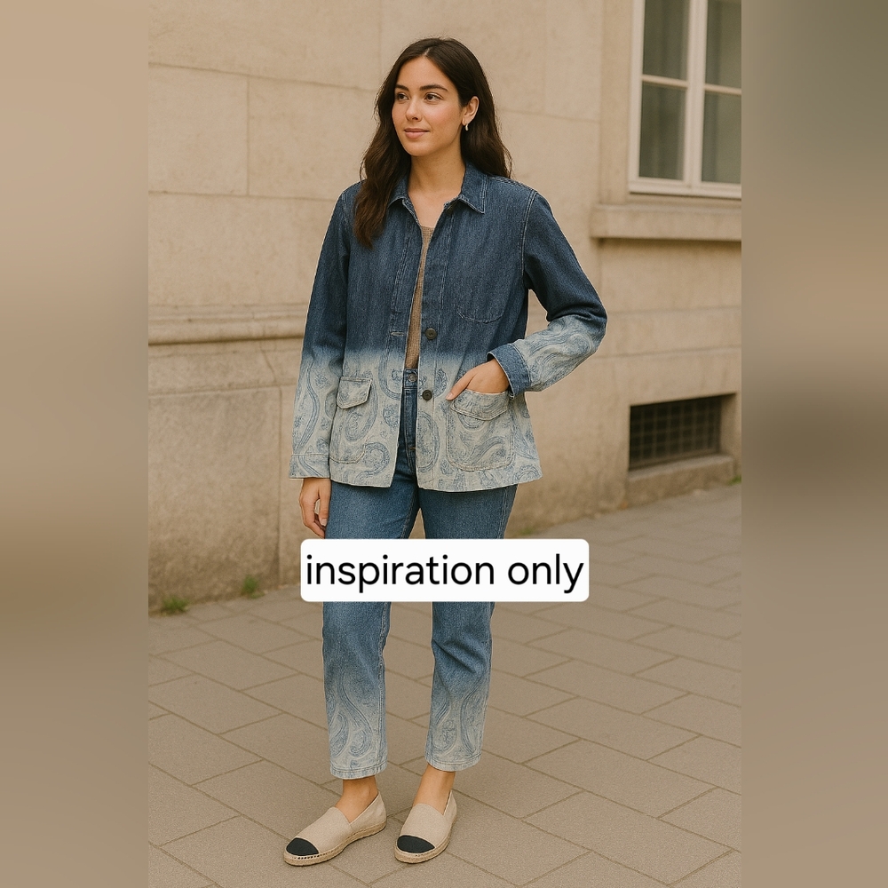 Chico's Platinum Denim Women's Blazer Shades of Blue Size 2